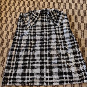 Eva Franco Black and White Plaid Strapless Dress